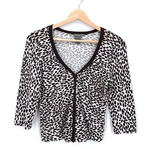 Ann Taylor Women's Animal Print 3/4 Sleeve V Neck Cardigan Size Small Mob Wife